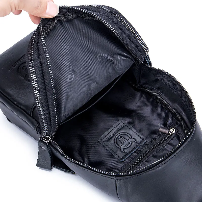 Imagem -06 - Bolsa de Couro com Orifício para Homens Alça Única Multifunções Bolsa Anti-roubo no Peito com Alça de Ombro Ajustável