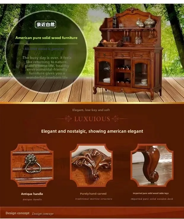 Lmm simple all-solid wood dining side cabinet living room tea dish cabinet villa dining room furniture