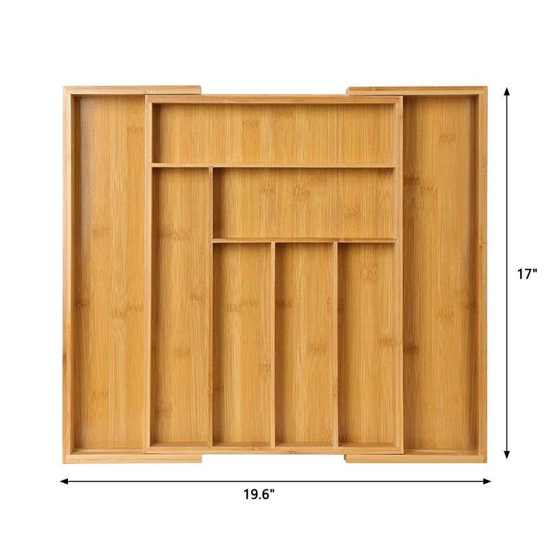 Bamboo Expandable Drawer Tray for Utensils Holder Adjustable Cutlery Organizer Wood Drawer Dividers Organizer For Silverware