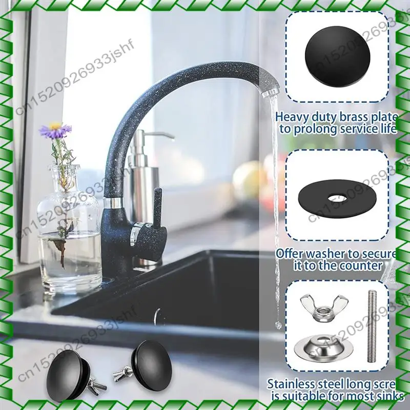 -BOFF 2 Pieces 2 Inch Kitchen Sink Hole Cover Faucet Hole Cover Stainless Steel Kitchen Sink Tap Hole Plate Stopper Cover