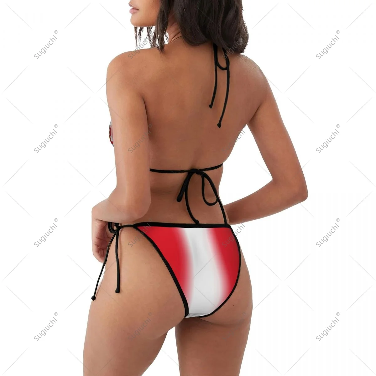 ชุดว่ายน้ำบิกินี่ลายธงชาติเปรูสำหรับผู้หญิงและเด็กผู้หญิง ชุดว่ายน้ำสามชิ้นสำหรับใส่ไปชายหาด ชุดว่ายน้ำสำหรับงานปาร์ตี้ริมชายหาด ชุดเซ็กซี่สำหรับผู้หญิง