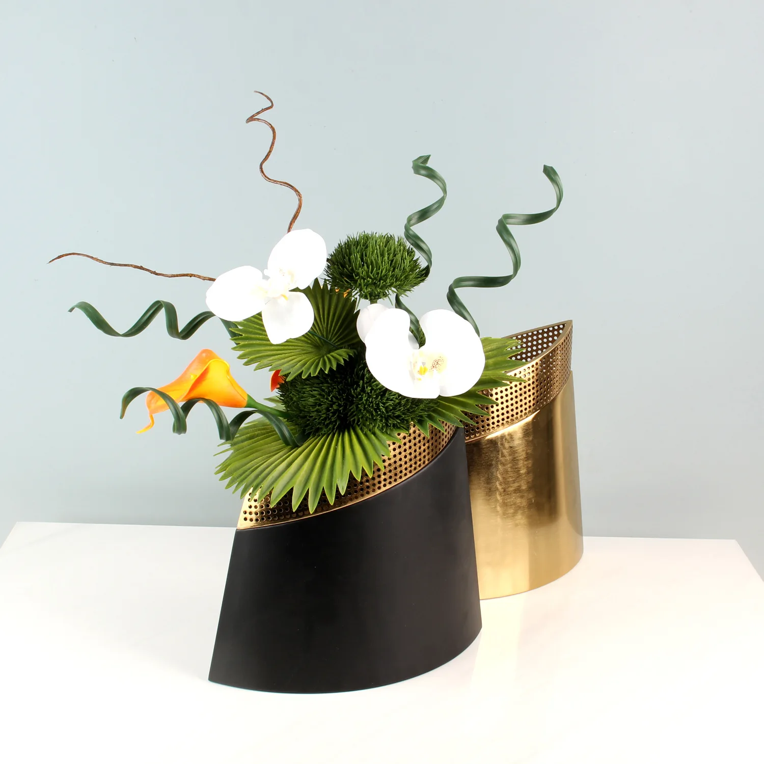 Metal Vase Geometric Beveled Flowerpot Flower Arrangement Accessories Geometric Vase Home Decoration Accessories