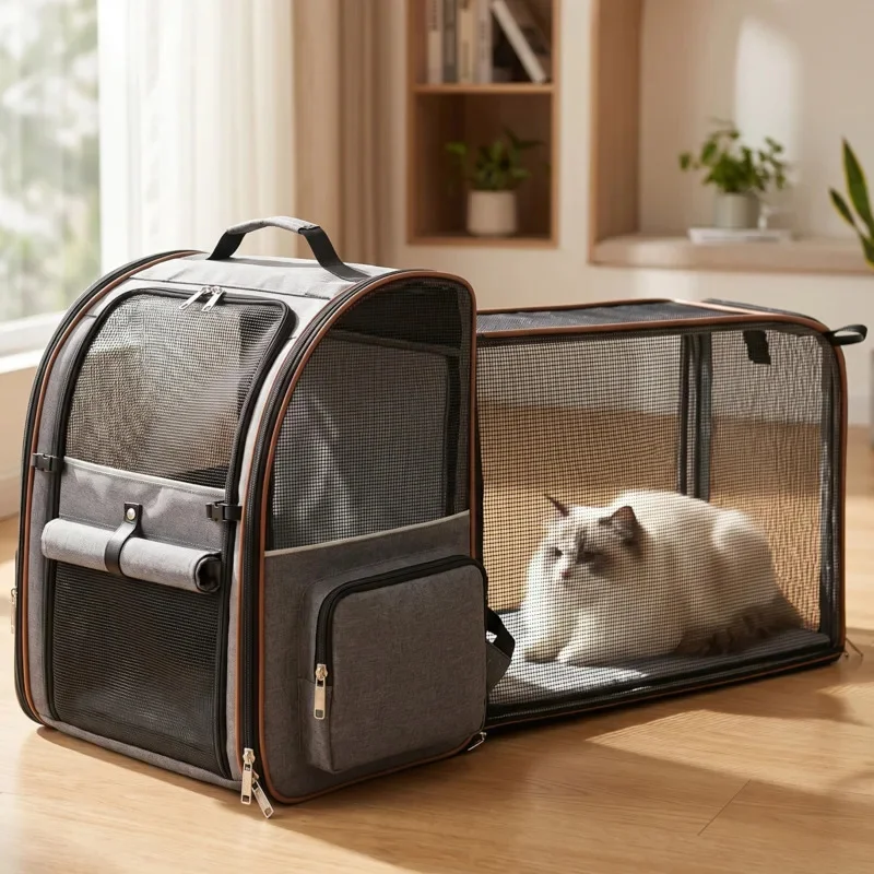 Expandable Pet Carrier Backpack For Small Cats And Dogs Airline Approved Foldable Dog Carrier With Comfortable Inner Padding