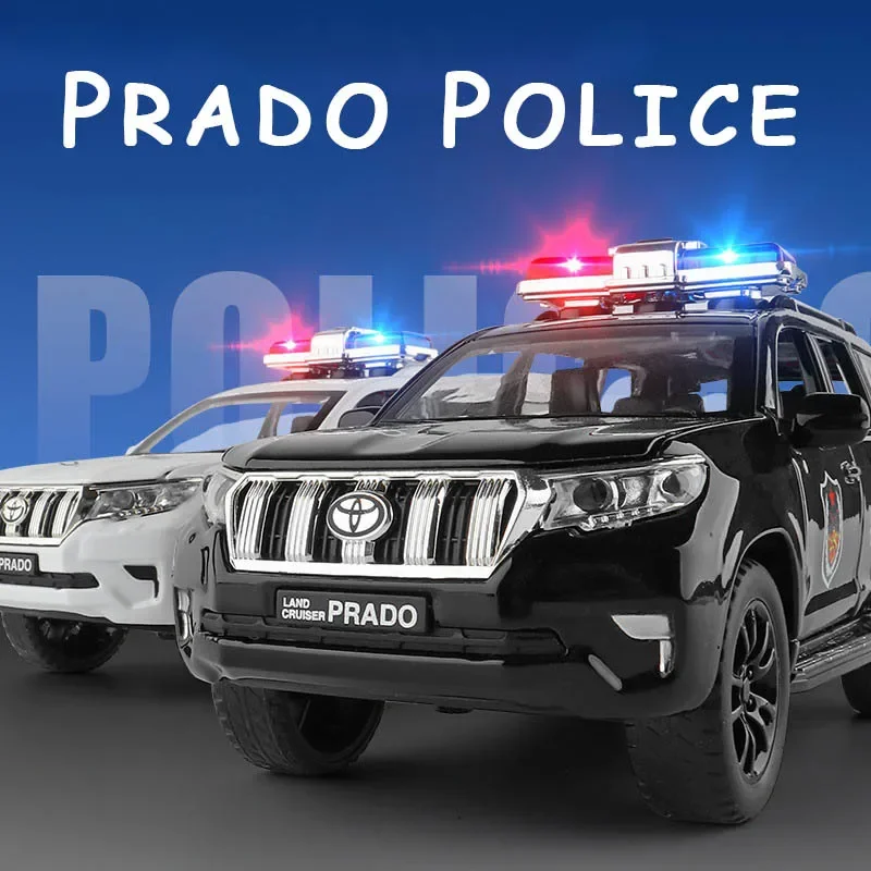 

1:32 Toyota Prado Police Alloy Diecasts SUV Car Model Toy Pull Back Metal Vehicles Children ToyFashion Ornament Collection Gift