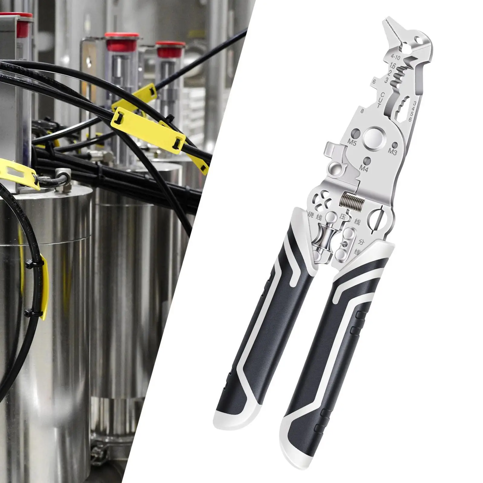 

Wire Stripper Tool Portable Hand Tool Electricians Professional Cable Cutting Tool for Cutting Crimping Wrench Pulling Pressing