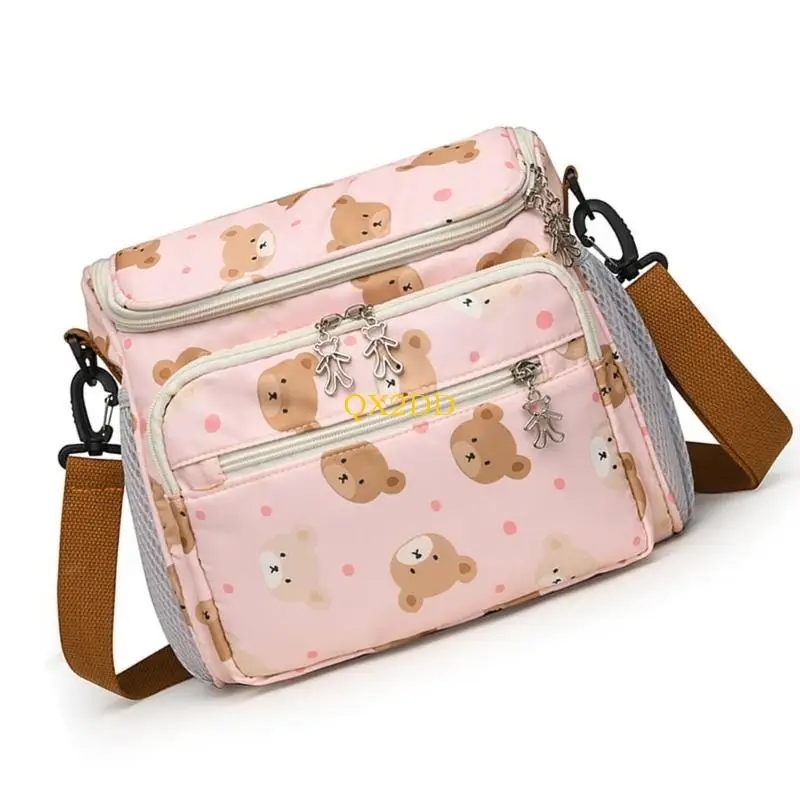 QX2D Essential Baby Travel Bag with Easy Access To Bottles Diapers Storage Bag Polyester Lining Changing Bag for Active Moms