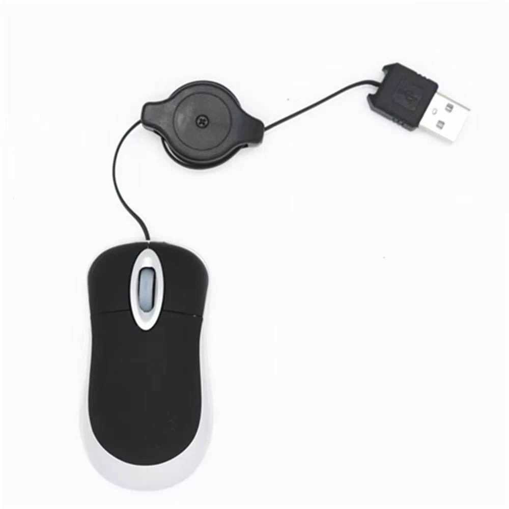USB Retractable Mini Wired Portable Cable Mouse Fit In Small Hands Lightweight Mouse For Office/Travel/Gaming Easy to organize