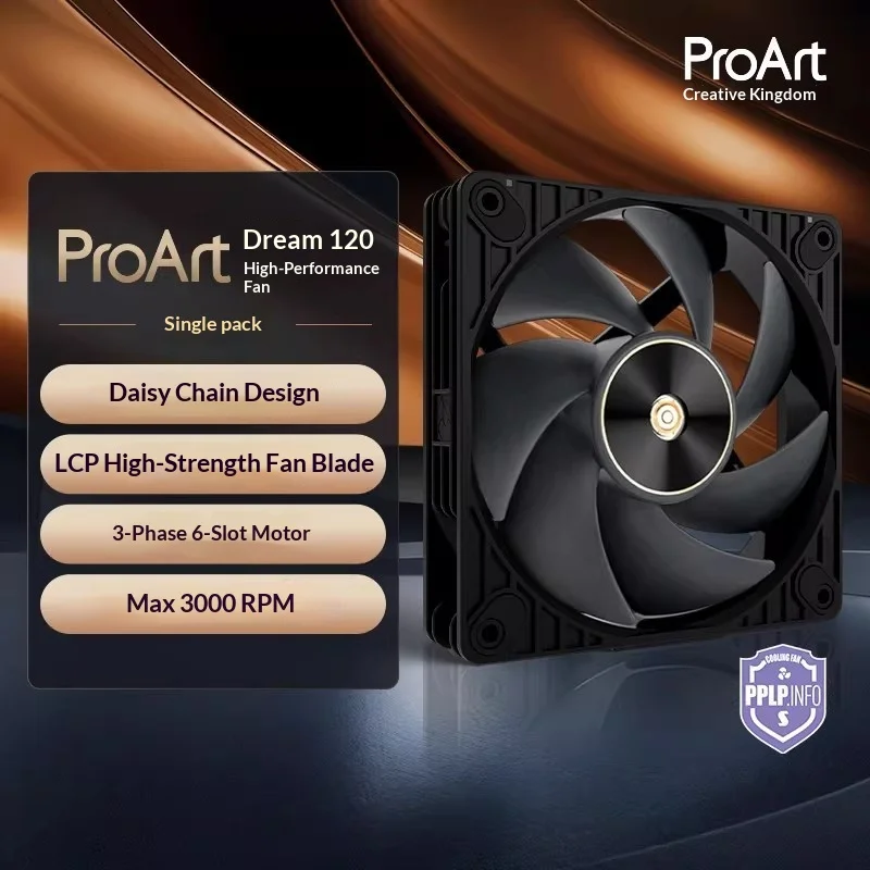 

Высокопроизводительный вентилятор охлаждения ASUS ROG Fengshen ProArt Dream 120 с низким уровнем шума и ШИМ-управлением температурой для компьютера