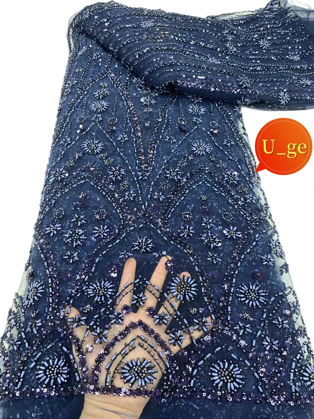 

5Yards 2024 Latest Best Quality Delicate Soft Eligant Embroidered Beaded tube Lace Fabric For Party Evening Dresses U_GE5518