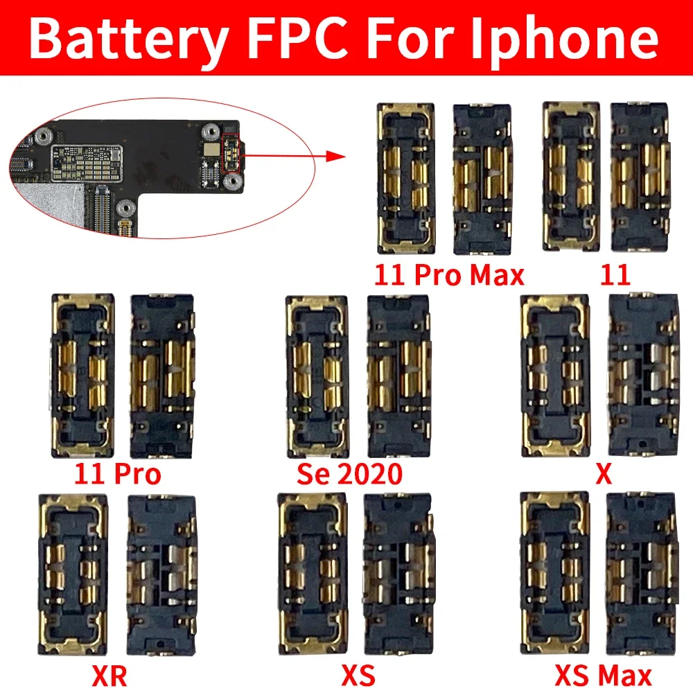 NEW Battery FPC Connector For iPhone 8 SE 2020 X XR XS Max 11 Pro Max 8 Plus 12 mini on Board Clip Plug Flex Cable Parts