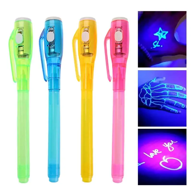 

4 Pcs UV Pen With Light Tracer Marker Pen With UV Light Spy Pen Magic Marker For Secret Message Luminous Magic Invisible marker