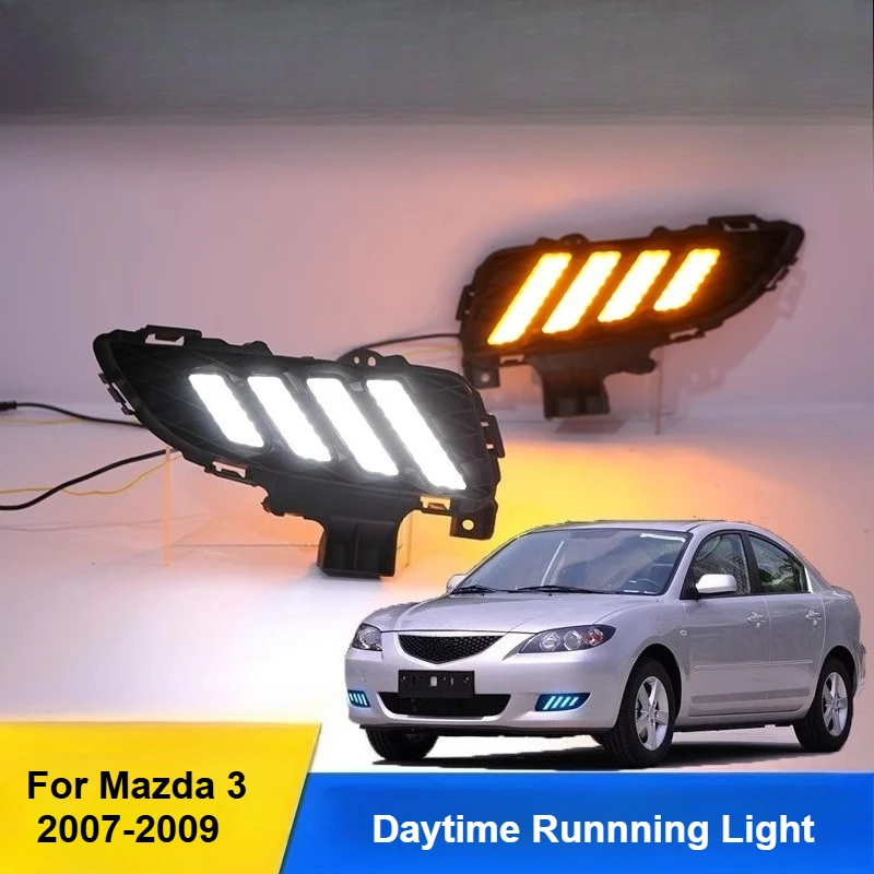 

For Mazda 3 2007 2008 2009 Led Daytime Running Light Front Bumper Fog Lamp Flowing Turn Signal Modification Accessories