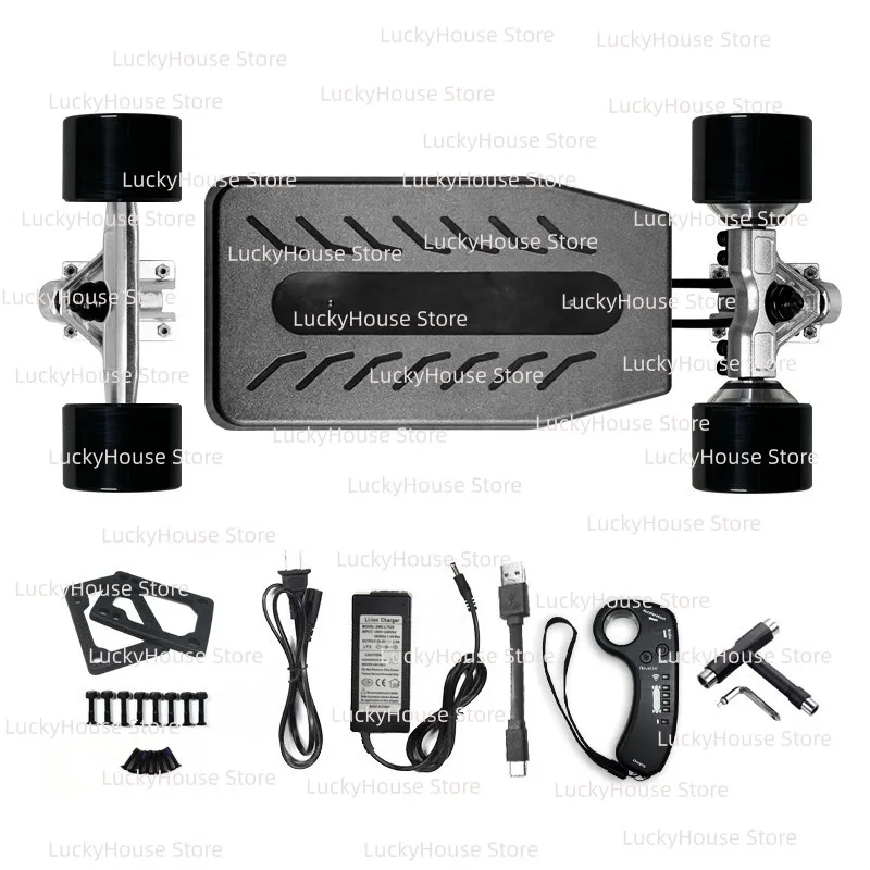 4 Wheel Electric Skateboard Parts Remote Battery Box Motor Truck Bracket Charger Dual Mode Single Drive Kit