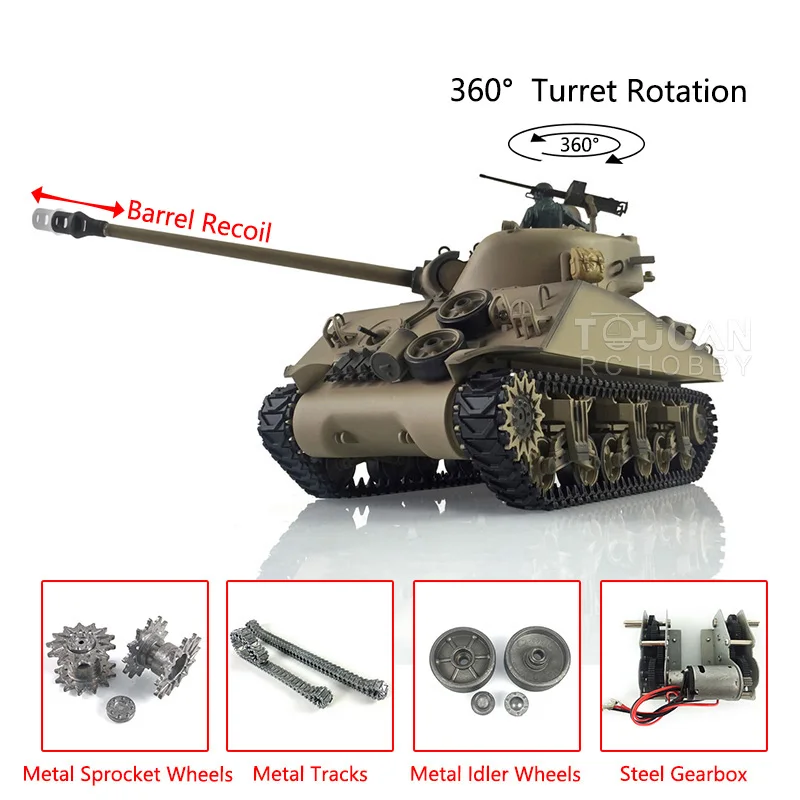 

HENG LONG 1/16 7,0 Модернизированный M4A3 Sherman RC Tank 3898 отдача ствола 360 ° револьверный подарок для мальчиков игрушки для взрослых