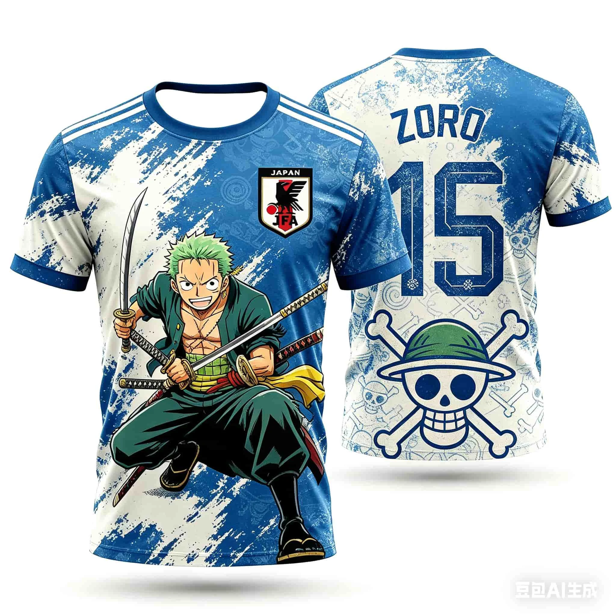 One Piece Cartoon Doppelseitig Bedrucktes Fußballtrikot Unisex Schnelltrocknend Atmungsaktiv Anime-Fan Kurzarm Sport T-Shirt für Kinder – Detail 6