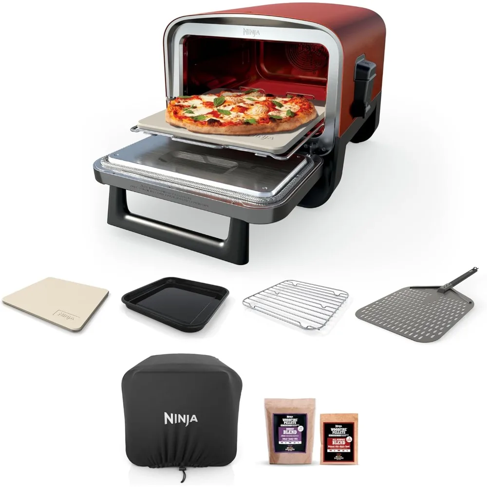 

Woodfire 8-in-1 Outdoor Oven, Pizza Oven, 700°F, BBQ Smoker, Portable, Electric, Terracotta Red