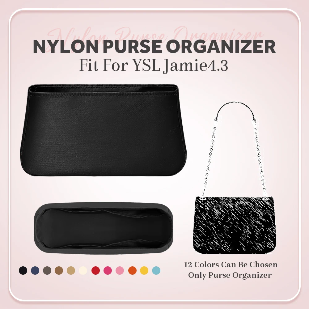 

Nylon Purse Organizer Insert, Small Inner Liner Bag Organizer Insert Fit for YSL Jamie 4.3 Handbag Slim Inside Zipper Bag In Bag