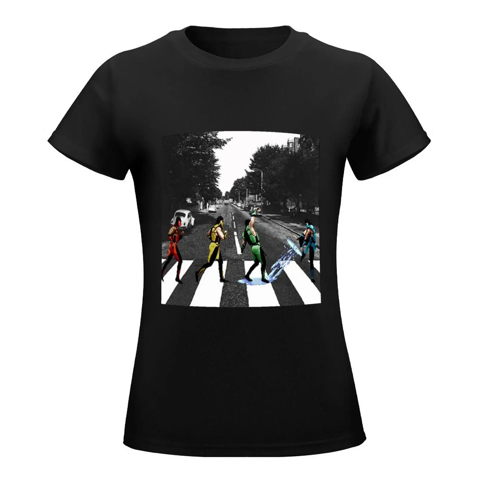 T-shirt de manga curta feminina com design kombat, tops de verão, camisetas gráficas, camisetas fofas para mulheres