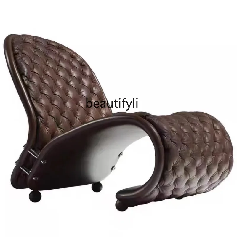 Designer Light Luxury Art Modern Pull Buckle S-Shaped Recliner Hotel Sales Office Special-Shaped Leisure Curved Chair