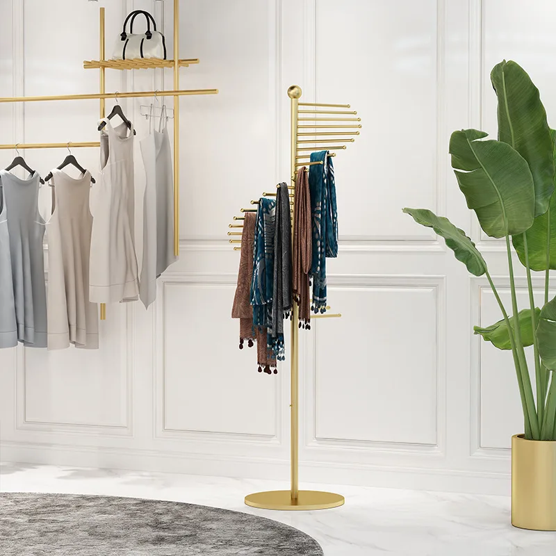 Creative scarf shelf hanging silk scarf display rack floor-to-ceiling clothing store shawl scarf display shelf multi-layer rack