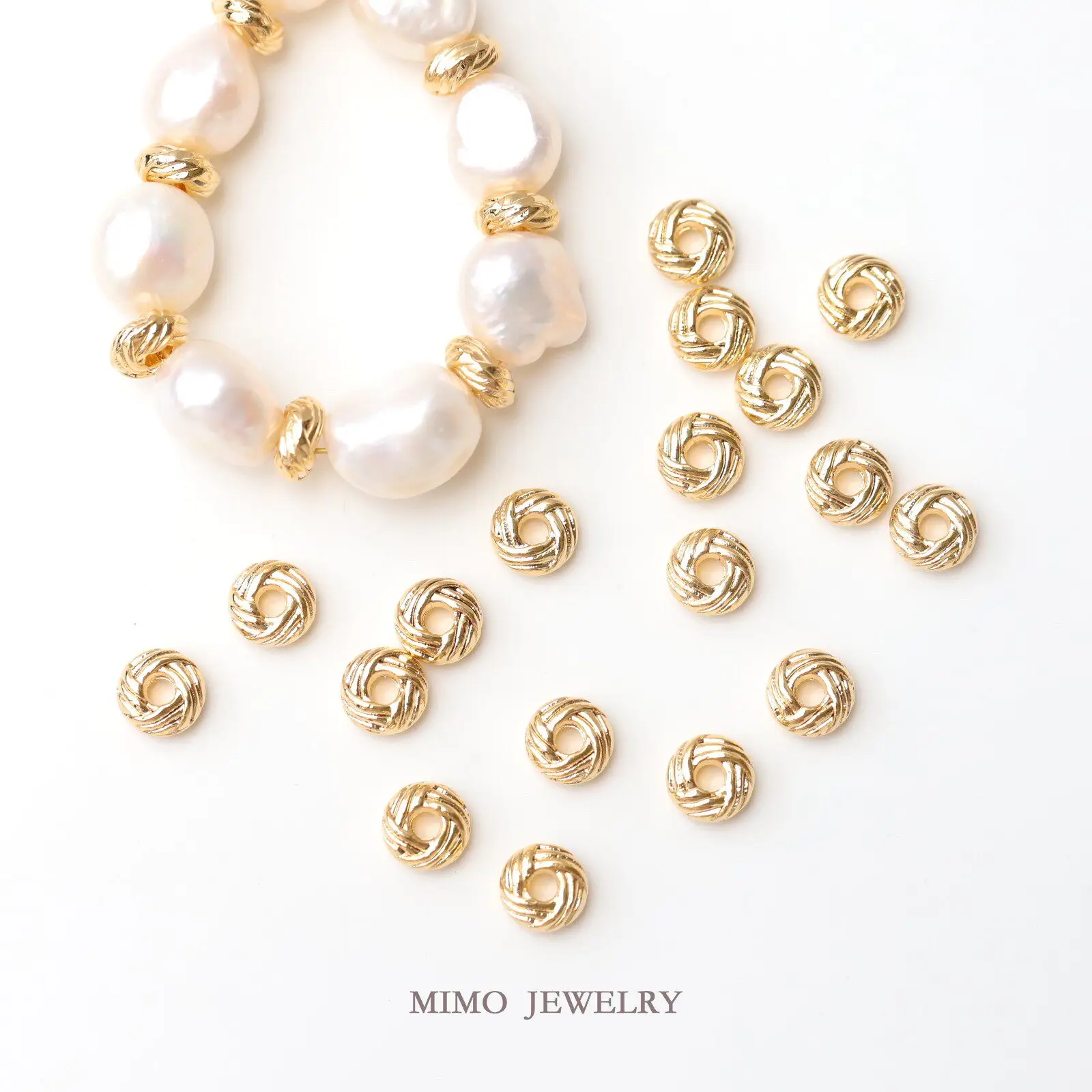 

Brass Gold Plated Pineapple Knot Rope Knot Bead Weave Gasket Spacer Beads Loose Beads For Jewelry Making DIY Bracelet Accessorie