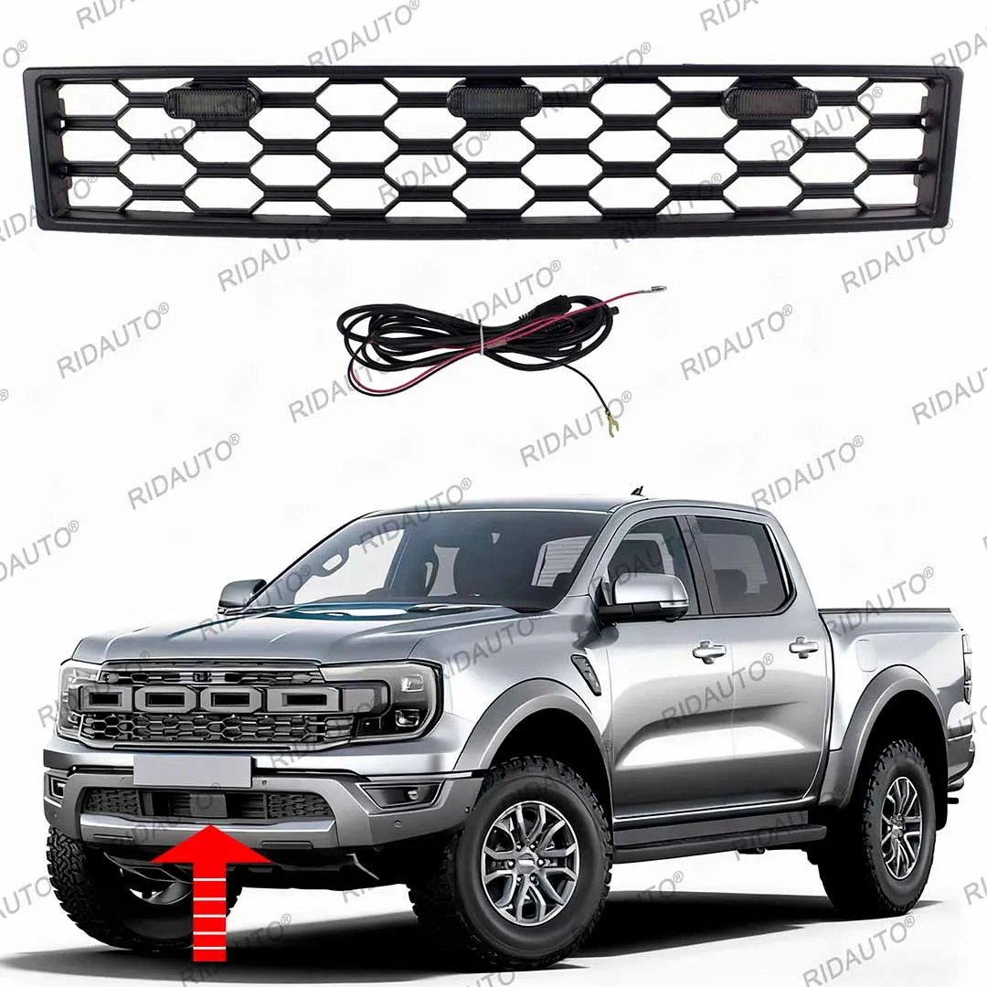 

For FORD Ranger RAPTOR 2023-2025 Lower Mesh Grille Small Front Bumper Grille Pickup High Quality ABS Grill Truck Car Accessories