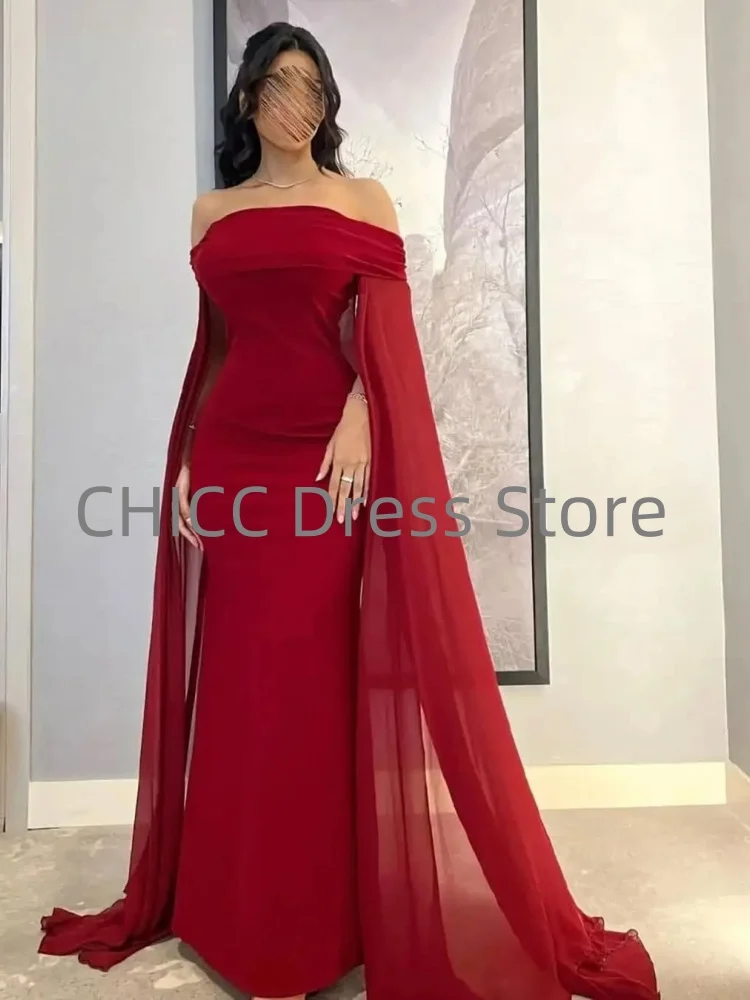 فساتين سهرة عصرية بدون حمالات بدون أكمام حورية البحر سويب تراين أحمر لحفلات الزفاف للضيوف فساتين حفلة موسيقية مخصصة فساتين Sheer