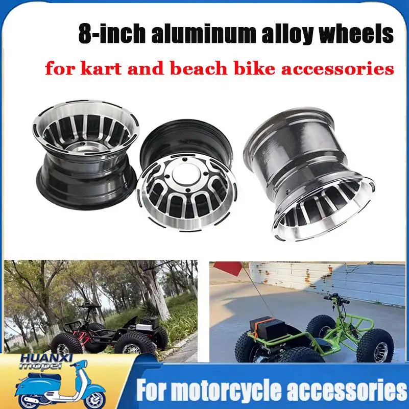 8 Inch Aluminum Alloy Front Rear Wheel Rim Hub Light Duty Stable Performance Fit ATV Quad Go Kart Beach Buggy Golf Cart Offroad Upgrade Replacement