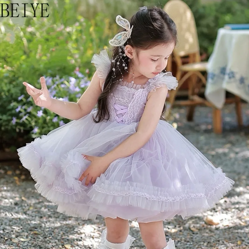 Purple Lolita Sweet and Elegant Dress for Girls Temperament Original Design Summer Princess Dress Children Daily Birthday Dress