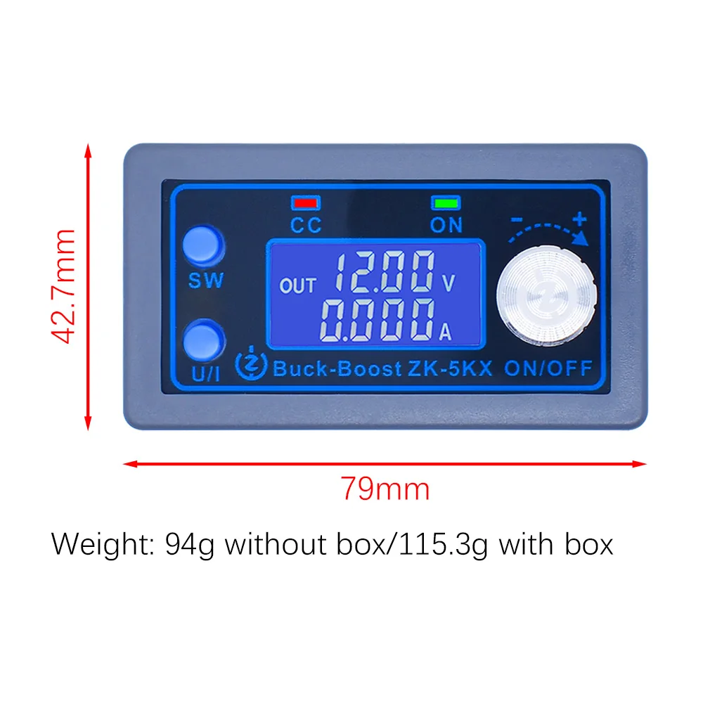 Imagem -02 - Buck Boost Converter Fonte de Alimentação de Laboratório Módulo Zk5kx cc cv 0636v 5a 5v 6v 12v 24v 80w Ajustável dc