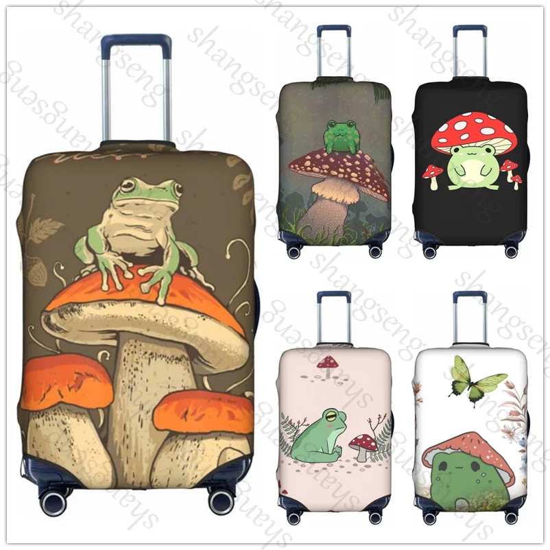 Aesthetic Frog Mushroom Travel suitcase protective case, suitcase cover, elastic protection, washable Luggage cover, 18-32 in