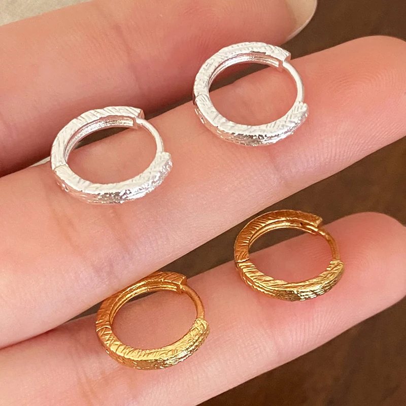 

PONYKISS 925 Sterling Silver 18K Gold Minimalist Folded Round Hoop Earrings for Women Vintage Fine Jewelry Geometric Accessories