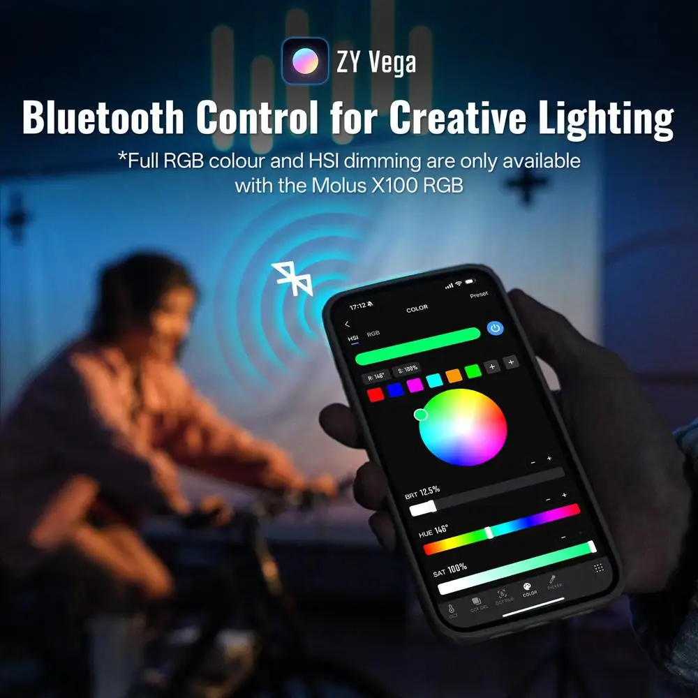 ZHIYUN MOLUS X100 RGB Luz LED Control por aplicación batería de 2550mAh iluminación de fotografía portátil para estudio Vlog tiro al aire libre