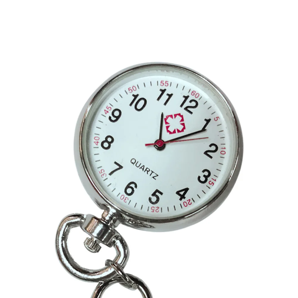 Reloj de bolsillo de cuarzo de acero inoxidable para mujer y hombre, joyería informal, cadena sin reloj, colgante con llavero, reloj de bolsillo para enfermera