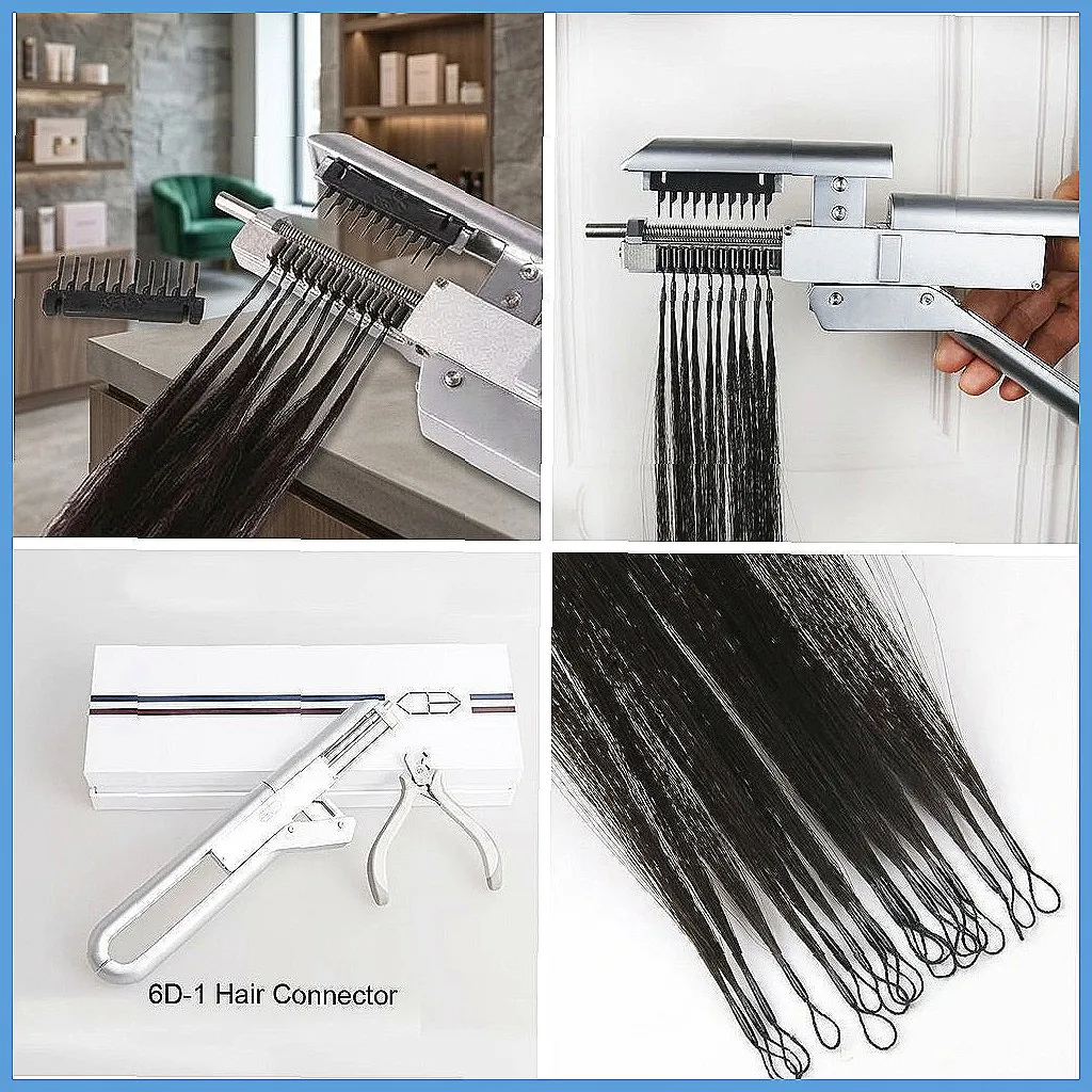 2026 Keratin Hair Extension Machine Kit with 10-Row Tips for Kinky Straight Human Hair No-Trace Connector Tool