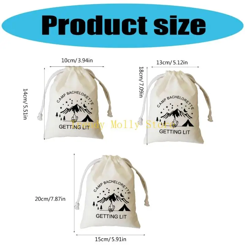 N5KB Camping Themed Linen Bag Dating Reusable Gift Bag
