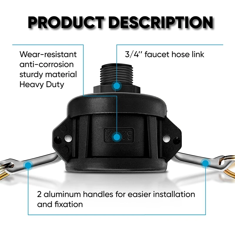 ABGR-IBC Tote Fittings For 275 330 Gallon Tote Tank-2 Inch Cam Lock Fittings-For 3/4 Inch Male Garden Thread IBC Tote Adapter