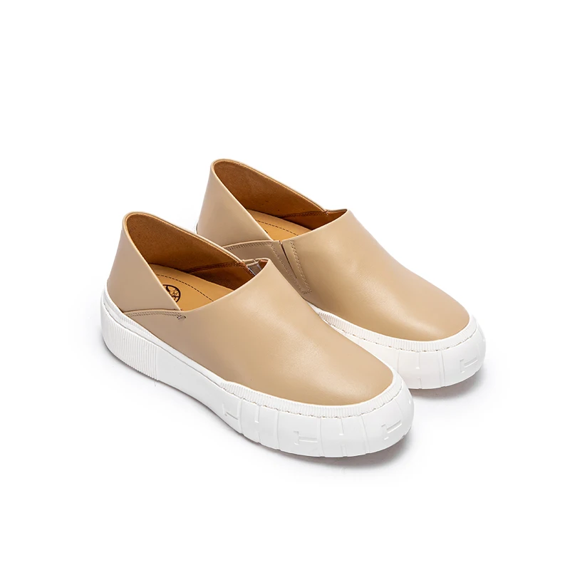 

Women's Walking Shoes 2026 Spring Apricot Simple Bone Correction Casual Shoes Comfortable Leather