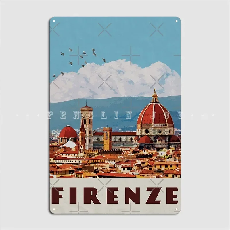 Florence Travel Vintage Firenze Italia Poster Metal Plaque Cinema Living Room Cave Pub Printing Mural Painting Tin Sign Poster
