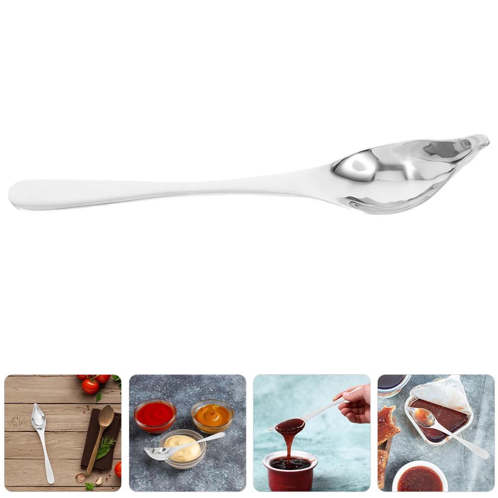 

2pcs Stainless Steel Decorative Ergonomic Basting Spoon with Spout Precision Sauce Dispensing Tool for Dessert Plating Cake