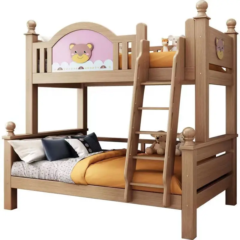 

All solid wood, thickened mother and child bed, upper and lower beds walnut, children's upper