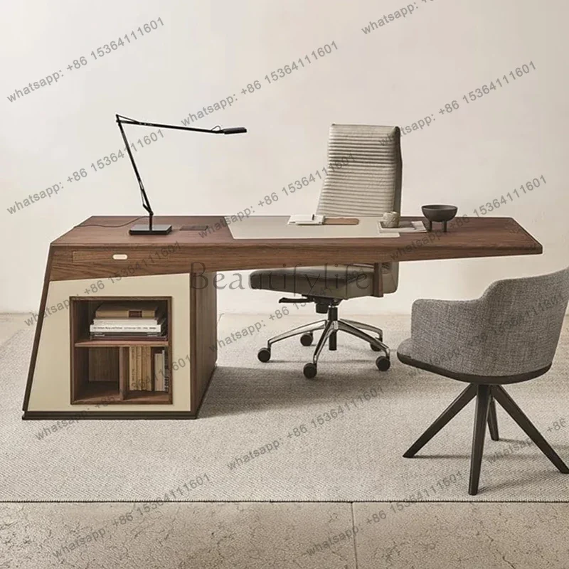 LJY Brown Wood Executive Office Desk Designer Strong Luxury Modern Executive Office Desk Cheap Drawers Tisch Small Spaces Furnit