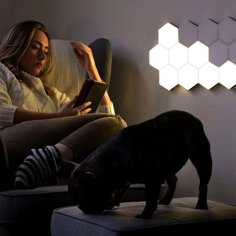 Telecomando parete esagonale luce colorata geometria creativa assemblaggio luce notturna a LED per la decorazione fai da te della camera da letto