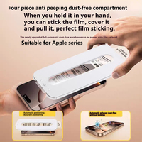 4 Piece Of Anti Peeping Tempered Film Small White Dust-Free Compartment Suitable For IPhone 13 11 12 16 15 14 Pro Max XR XS MAX