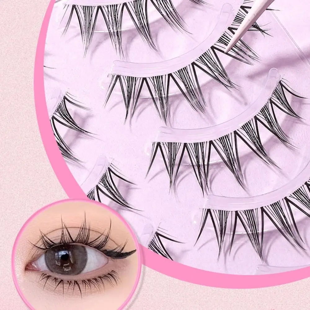5 paia portatile sottile striscia completa ciglia fai da te arricciatura stile fumetto innesto ciglia trucco coda di pesce carino ciglia finte donne