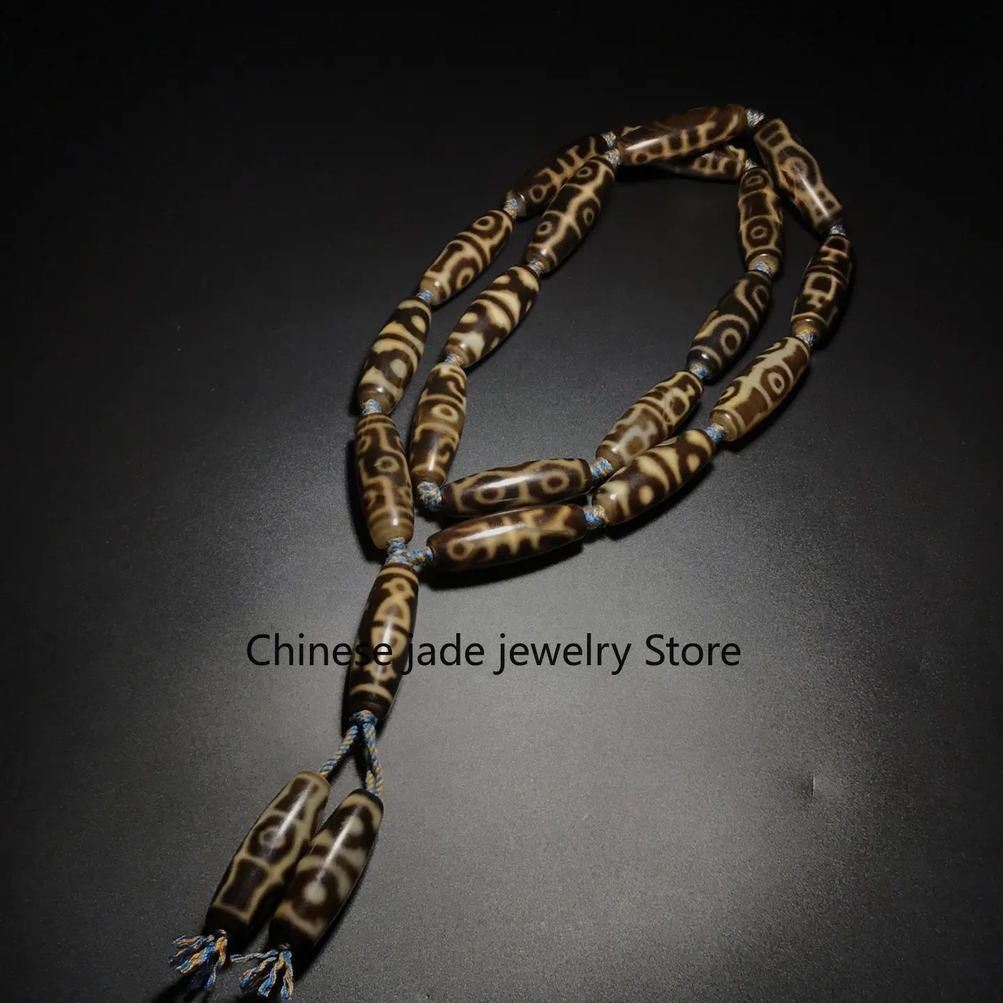Tooth yellow agate 3469 eyes unbounded magic tool bottle dzi bead necklace collarbone chain Duobao string pendant 12 * 38m