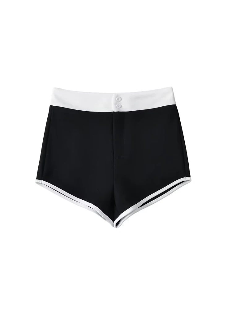 High Waist Flattering Short Shorts Women's Summer Casual High Waist Leg Lengthening Color Block Slimming Hot Pants Street Style