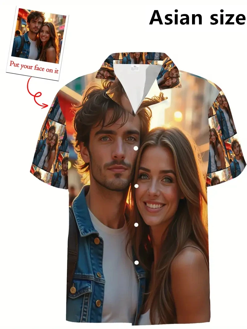 

Новые летние гавайские рубашки унисекс на заказ с 3D принтом и забавным лицом, персонализированные пляжные рубашки с лацканами и короткими рукавами, рубашка на пуговицах, топы
