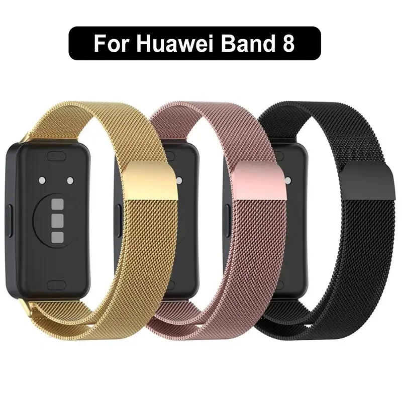 Metal Strap For Huawei Band 9 8 Smartwatch Magnetic Stainless Steel Wristband Mlianese Loop Bracelet Watchband Accessories