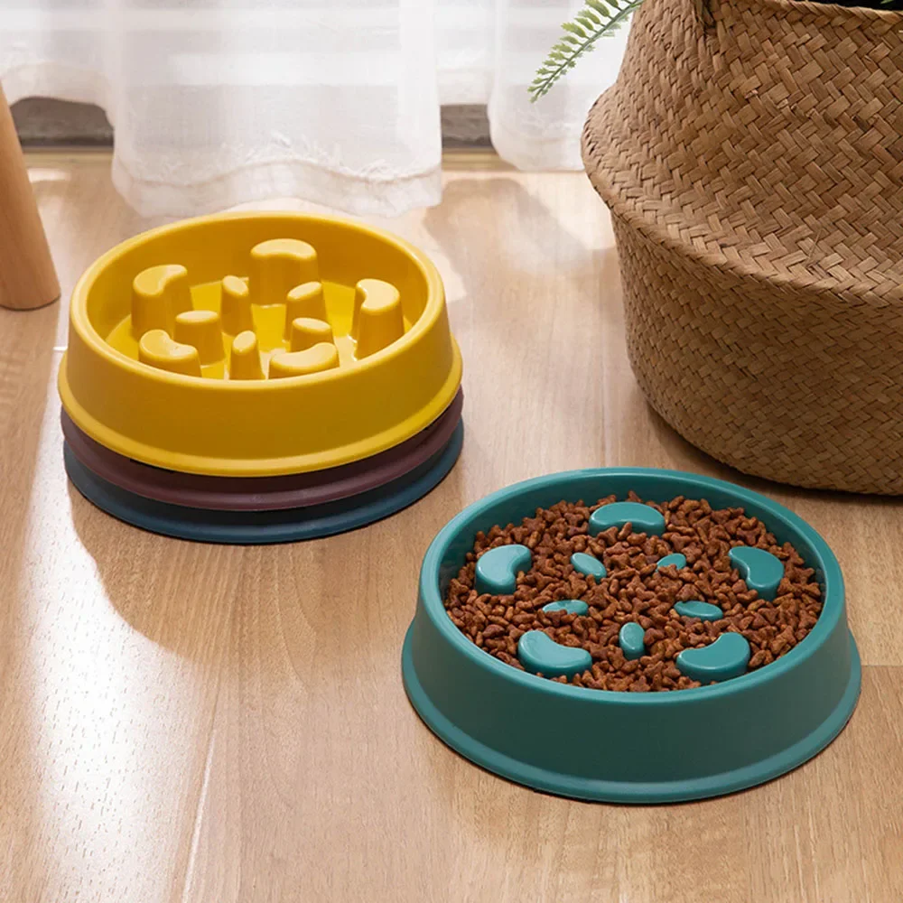 Pet Plastic Anti Choking Slow Food Bowl Round Thickened Meal Plate Slow Feeder Consuming Dog Energy Not Removing Home